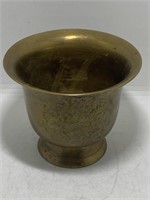 Vintage Small Brass Planter Pot w/ Floral Etching