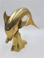 XL BRASS Diving Dolphin With Wave, BIG!!