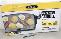 Bella ceramic griddle, 10.5"x20", box is damaged