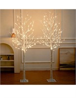 $140 NOWSTO Lighted Birch Tree, 2 Pack