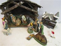Vintage Light Up House & Nativity Set