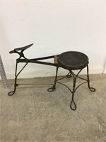 Antique Shoe Shine Seat with Foot Rest and Handle