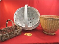 Three Vintage Woven & Wicker Baskets