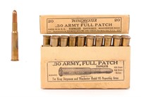 WINCHESTER .30 ARMY FULL PATCH ANTIQUE AMMUNITION