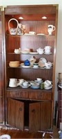 Wood curio lighted cabinet matches lot 236
