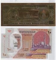 Egypt Pol. 10P 2022 x 2 + $1M Gold Foil Gift P10