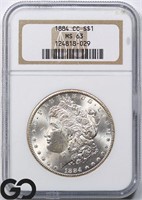 1884-CC Morgan Silver Dollar, NGC MS63 ** White!