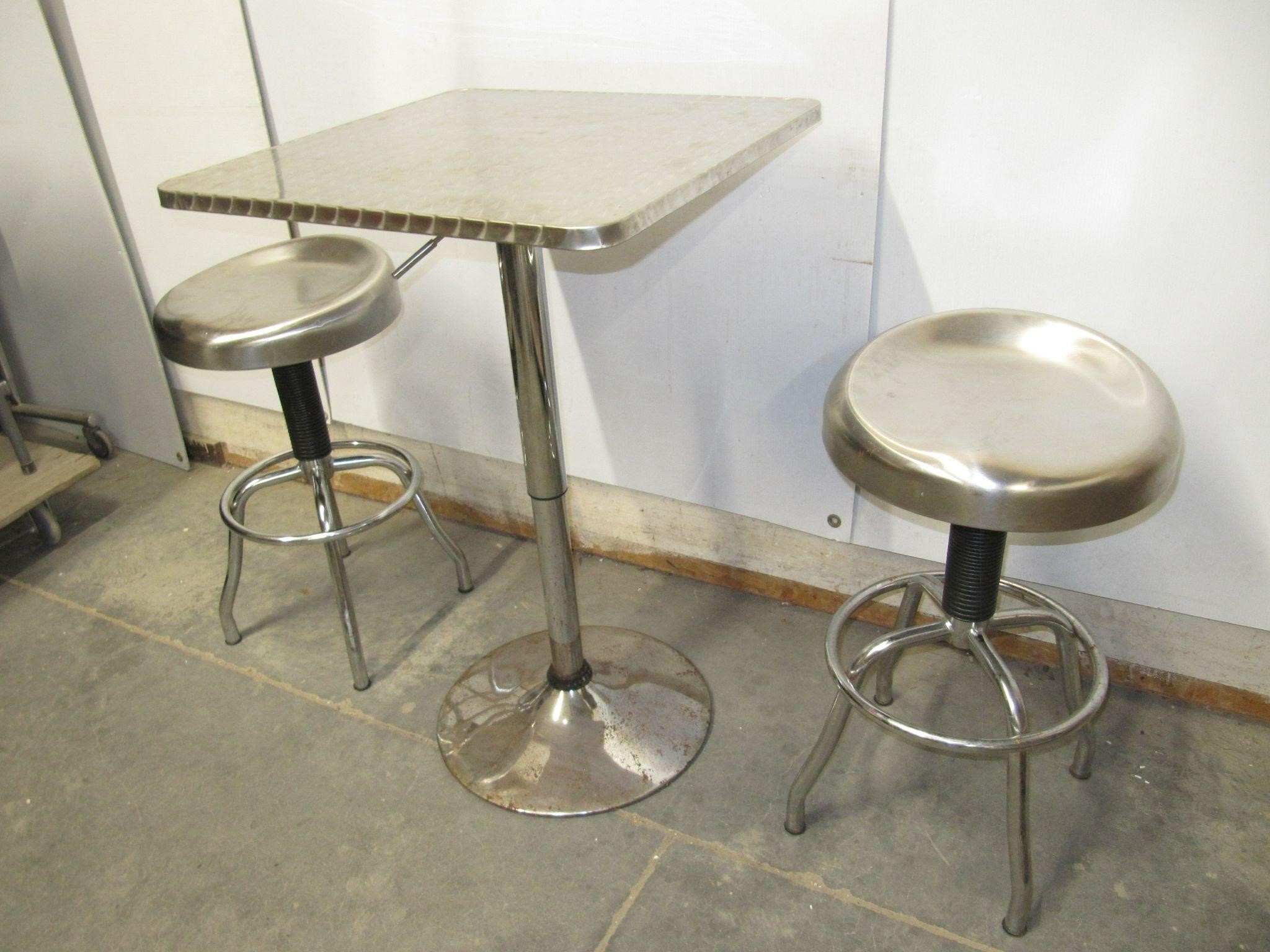 ADJUSTABLE METAL PUB TABLE/STOOL SET