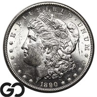 1890-S Morgan Silver Dollar, Lustrous BU++