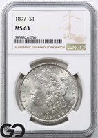 1897 Morgan Silver Dollar, NGC MS63 Wholesale $140