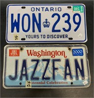 Lot of 2 License plates: Washington State and Prov