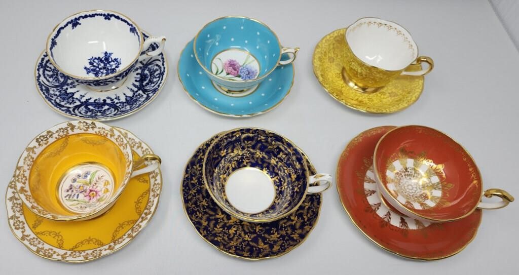 (6) Bone China Tea Cups & Saucer Sets