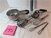 Kitchen items-sifter, whisks, beaters