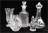 Lots of 5 Crystal Vase and Decanter