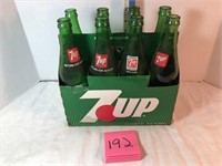 8-16 oz 7-Up bottles w/holder