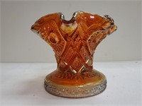 Amber carnival glass vase