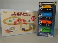 Wood Train Set, Truck Set unopened