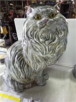 16 INCH TALL GRAY CAT CERAMIC