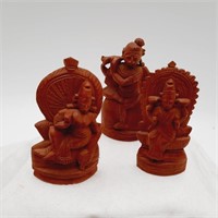 *3 Vintage Asian 3" Idols of Finely Carved Wood