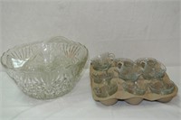 Punch bowl , cups ladle and 12 extra cups pattern