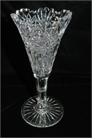 Footed cut crystal vase 8"H