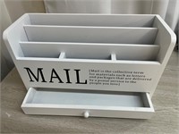 NEW $36 White Desk Organizer Wooden Mail