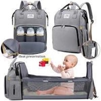 Grey Felt Baby Diaper Caddy Storage Backpack