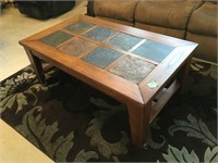 coffee table, slate inserts, 48x28x20