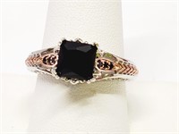 Ring Size 10 Black Crystal Copper Highlights