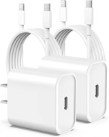 NEW 2PK 6FT iPhone Chargers & Blocks 20W