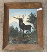 Oil on Board Painting of a Deer