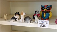 Miniature Dogs & owl Statues