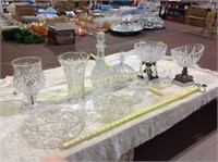 9 pcs Lead crystal glass, vases, platters, elec