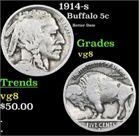 1914-s Buffalo Nickel 5c Grades vg, very good