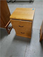 2 drawer wood filing cabinet.