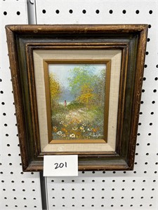 Framed oil painting on board