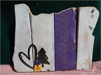 12" x 12" Purple & White Wooden Oregon Decor