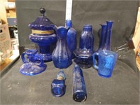 Mixed Size Lot of Cobalt Blue Art Glass