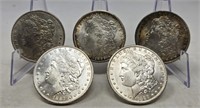 (3) 1887, (2) ’99-O Silver Dollars BU