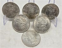 (2) 1890, (2) ’98, ’00, ’00-O Silver Dollars BU