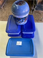 Plastic Storage Containers and Metal Tin