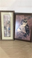 Wooden owl picture with frames flower picture