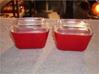 Vintage Pyrex Red Refrigerator Dishes w/Lids