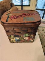 Vintage Hand-Painted New Orleans Wicker Basket