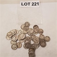 (50) Silver Mercury Dimes, Assorted Years**