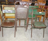 4 pcs Antique Metal Folding Chairs 32"h