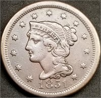 1851 US Large Cent, Higher Grade