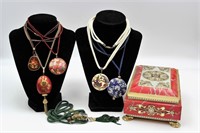 Asian Mosaic Cloisonne Style Necklaces