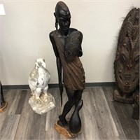 HAND CARVED WOOD AFRICAN STATUE 58”
