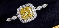 DAZZLING CITRINE CUSHION CUT STERLING 1CT RING